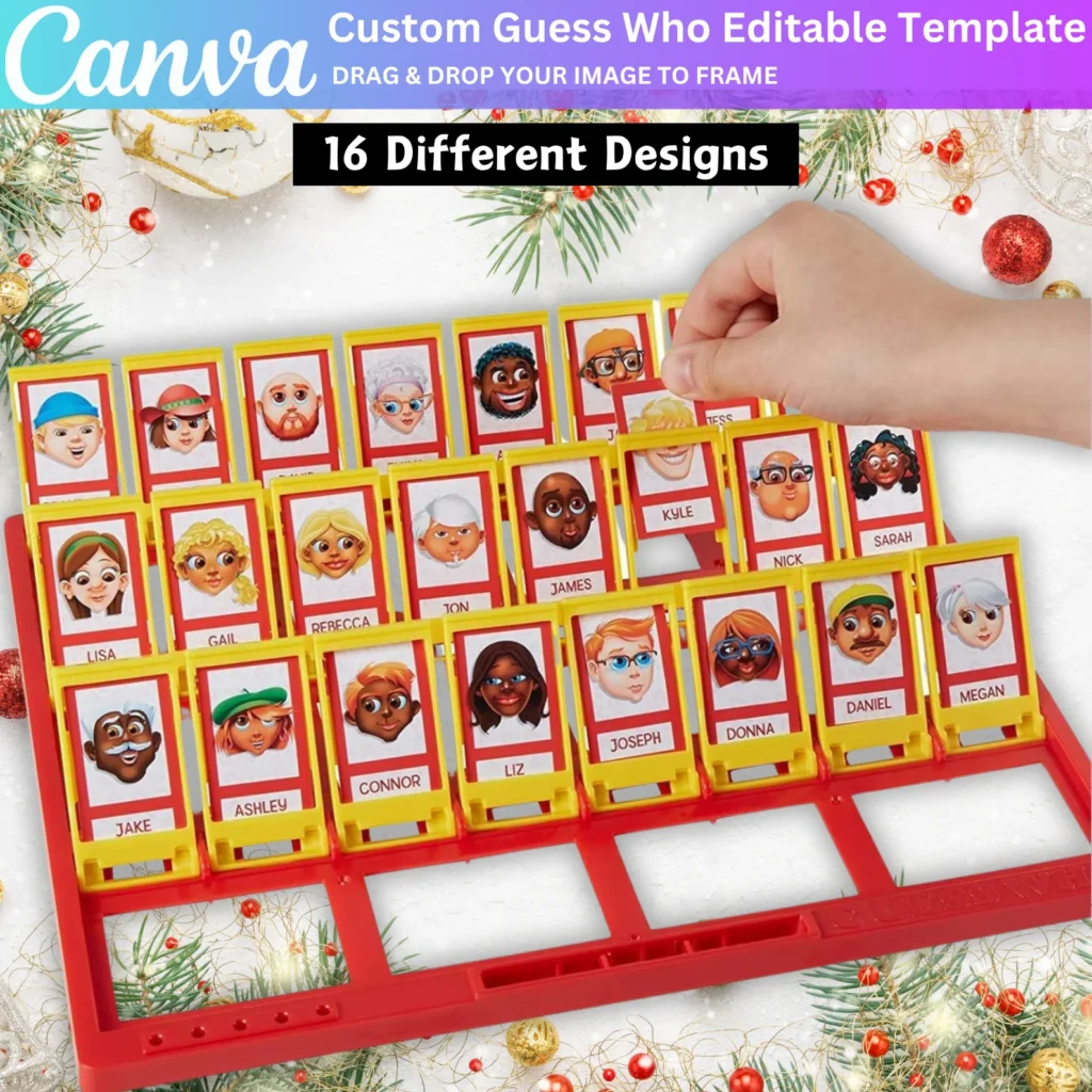 16 Custom Guess Who Canva Editable Template, Guess Who Canva Game, Guess Who Create Your Own Personalized Gift, Game Boards Digital File
