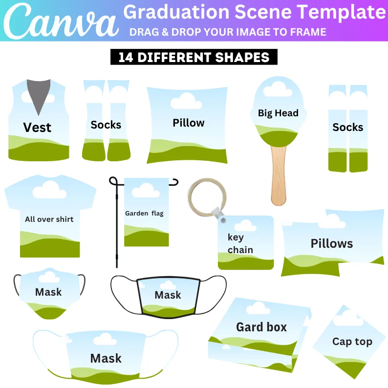 14 Graduation Bundle Scene Mockup, Graduation Scene Canva Mockup, Canva Editable Template, Graduation Mockup Bundle Graduation Package template