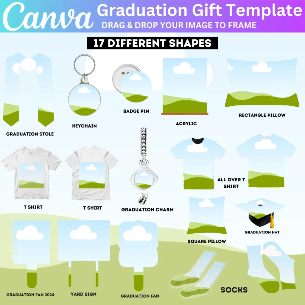 17 Graduation Gift Set Mockup Bundle, Grad Paddle Fan Template, Pin, Tumbler, Insert Your Designs Graduation Gift Set Mockup Canva Frame