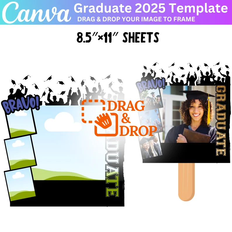 Graduate 2026 Canva Editable Template, Grad Paddle Fan Template, Graduate Fan, Graduation Fan 2026, Graduation Cake Topper