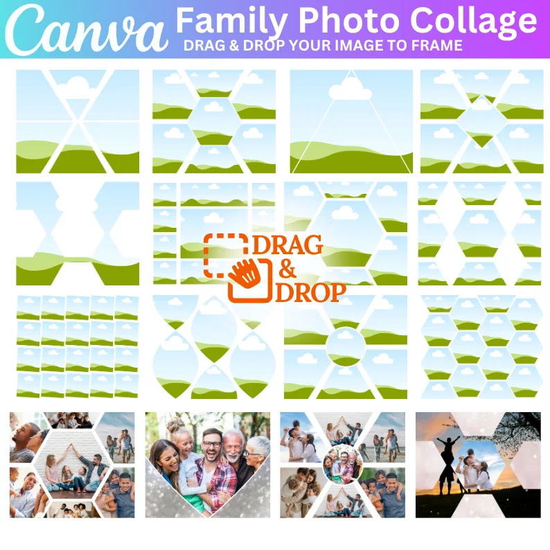20 Canva Editable Tumbler Frames, Make Your Own Tumbler Wraps, Family Photo Collage, Memorial Frame Tmbler, Editable Canva Frame Background
