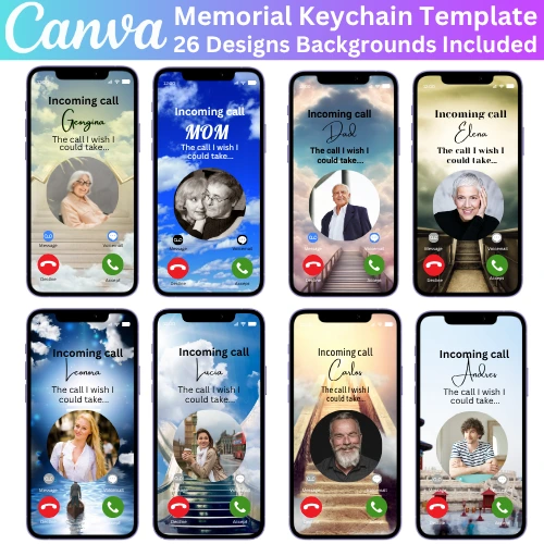 27 Editable Memorial Keychain Template, Custom Tribute, Personalized Memorial Gift, Digital Download, Custom Photo Keychain, Heartfelt Memorial Keepsake
