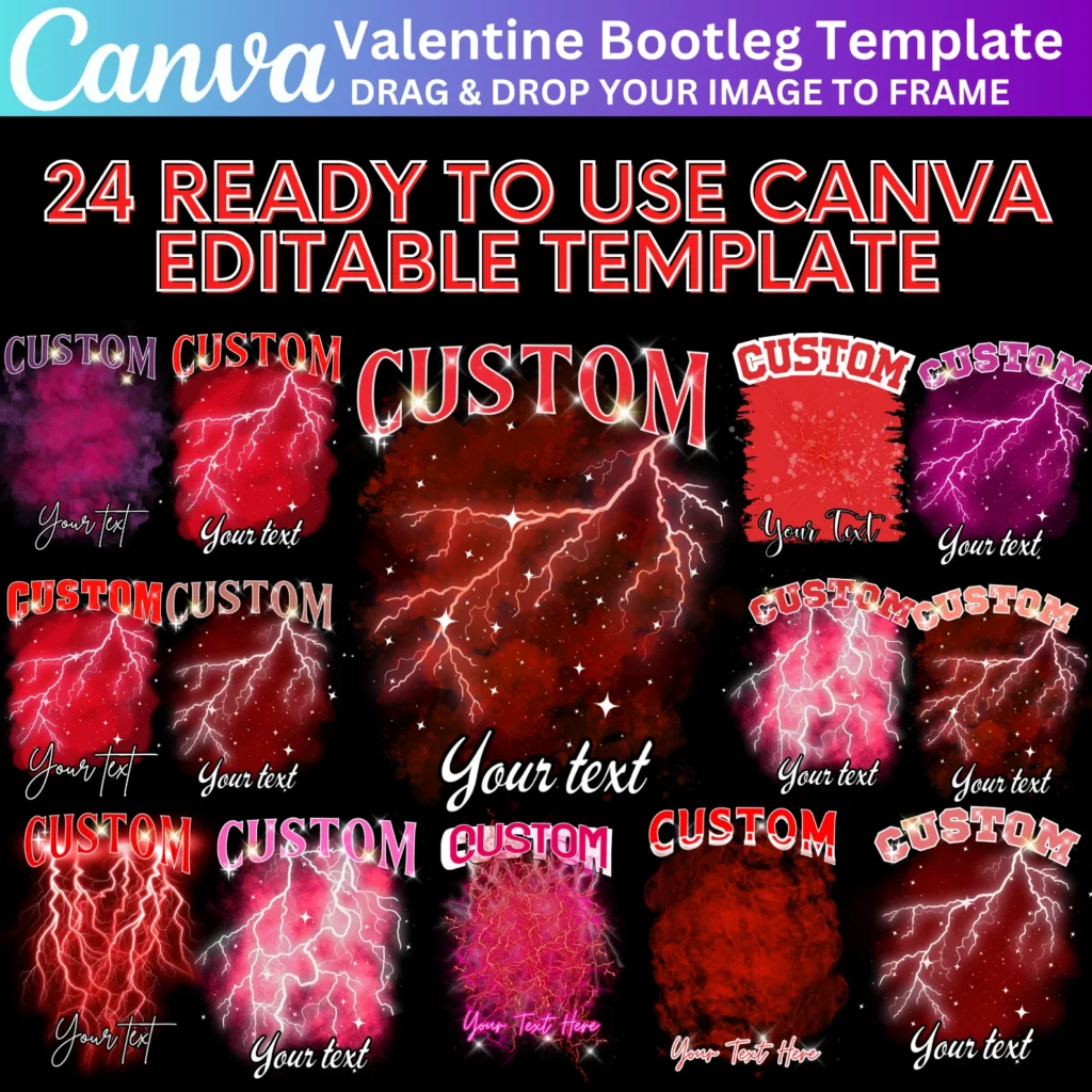 24 Valentine Bootleg Canva Editable Template, Valentine Bootleg Design, Customize Text, Canva Design Valentine, Digital Download