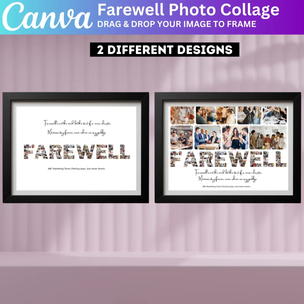 Farewell You Photo Collage Canva Frame, Editable Farewell Canva Template, Farewell Boss Retirement Poster, Personalized Gift for Coworker