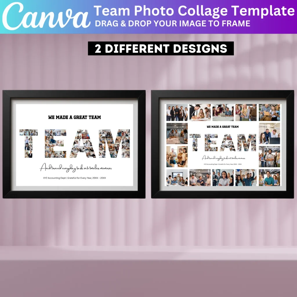 Team Photo Collage Canva Frame, Editable Farewell Canva Template, Boss Retirement Poster, Personalized Gift for Coworker Digital Download