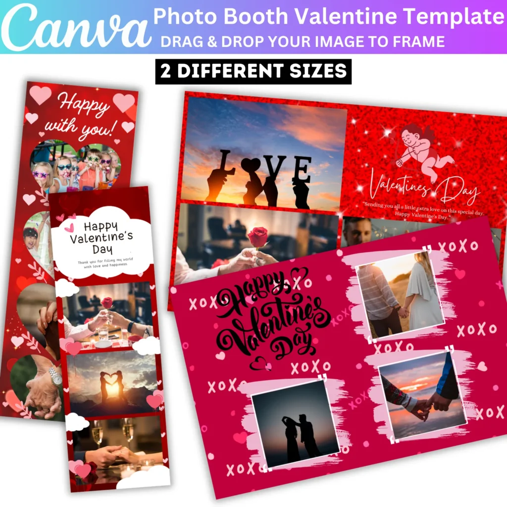 23 Valentine’s Day Photo Booth Canva Editable Template, Valentine Photo Booth, Couple Party Frame, Digital Download