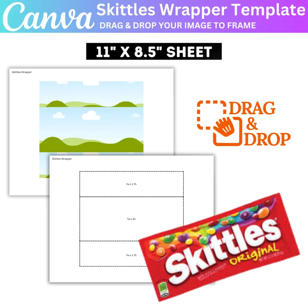 Skittles Wrapper Canva Editable Template, Skittles Candy Label Template, Blank Skittles Candy Wrapper, Custom Canva Skittles Wrapper