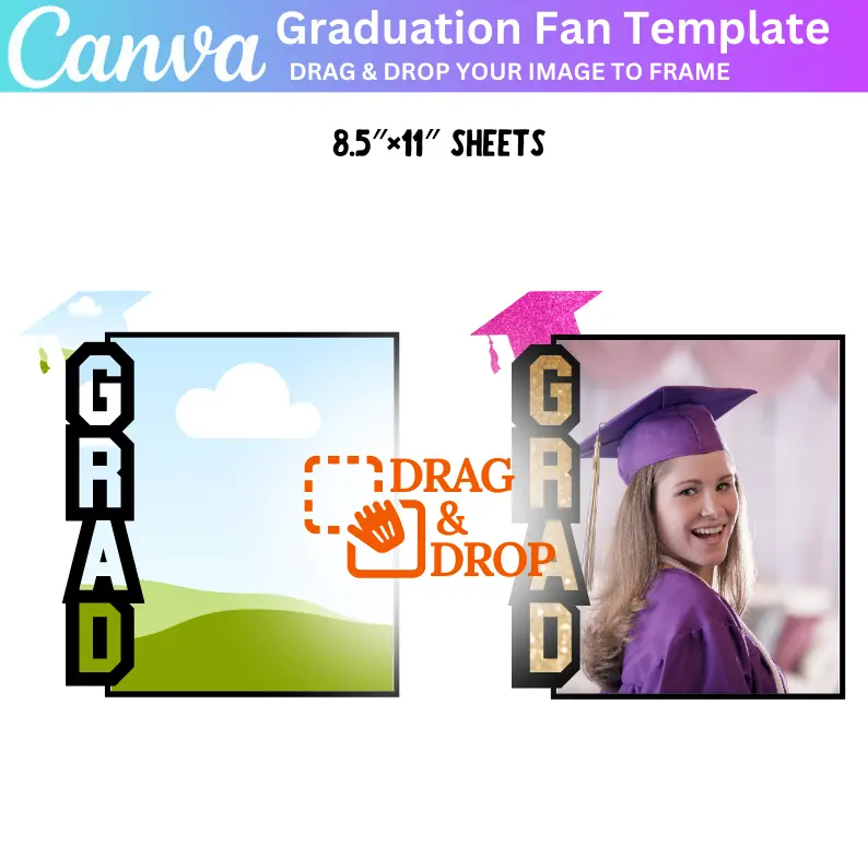 01 Graduation Fan Canva Editable Template, Customizable Graduation Fans, Personalized Gifts for Graduates, DIY Graduation Party Accessories