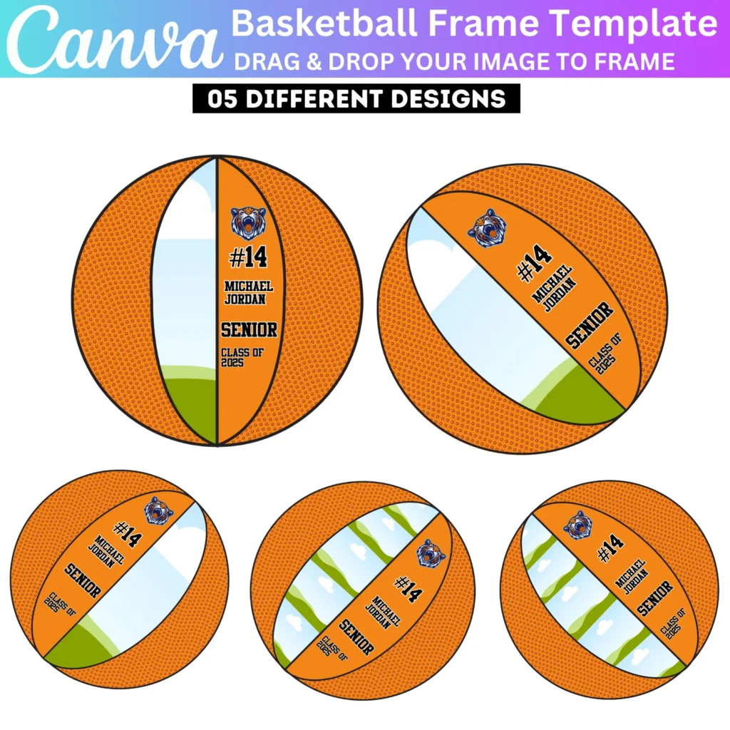 10 Inch Basketball Canva Editable Template, Basketball Frame Design, Sports Frame Editable, Digital Download, Drag and Drop