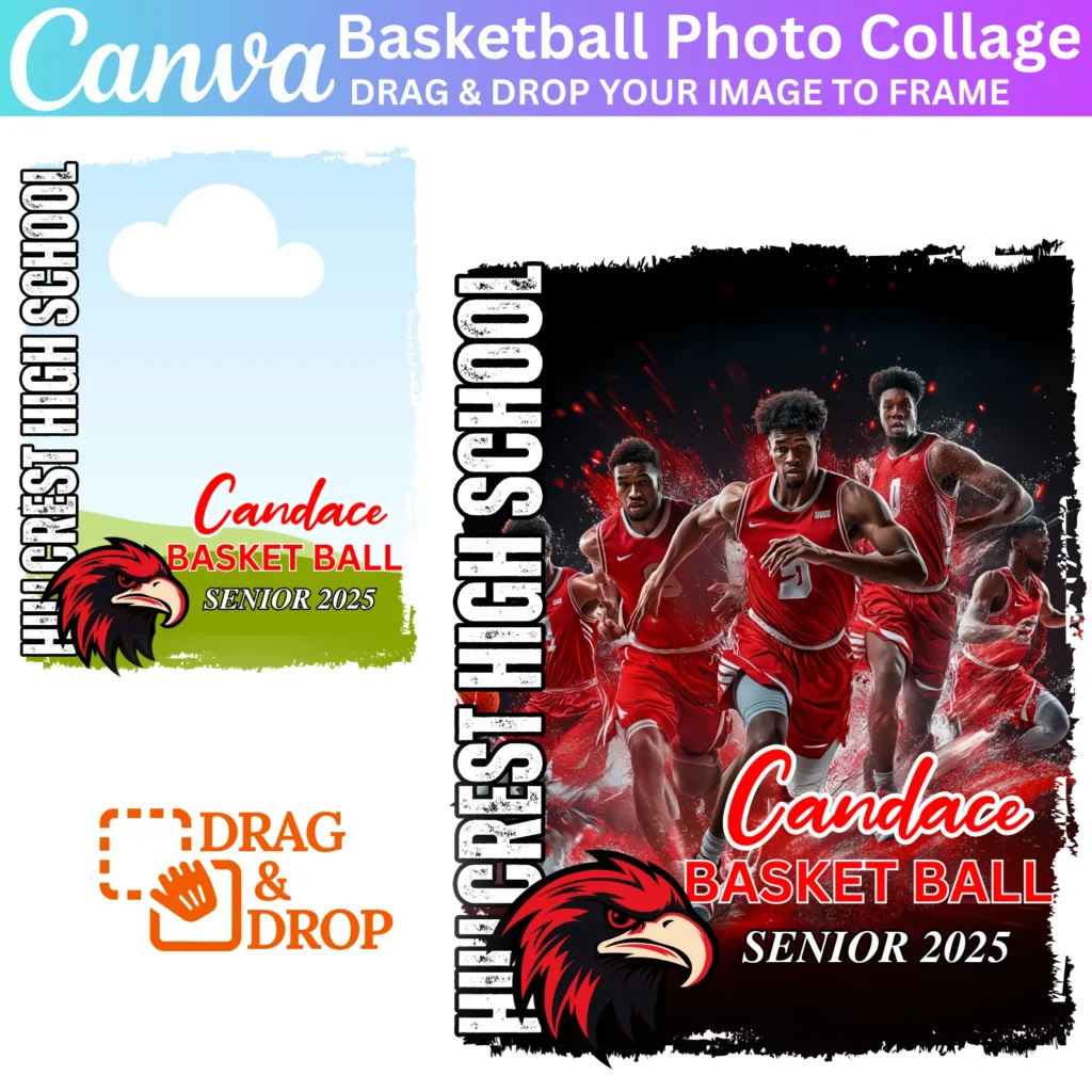 Basketball Canva Frame Editable Template, Basketball Frame Design, Sports Frame Editable, Digital Download, you may have the change