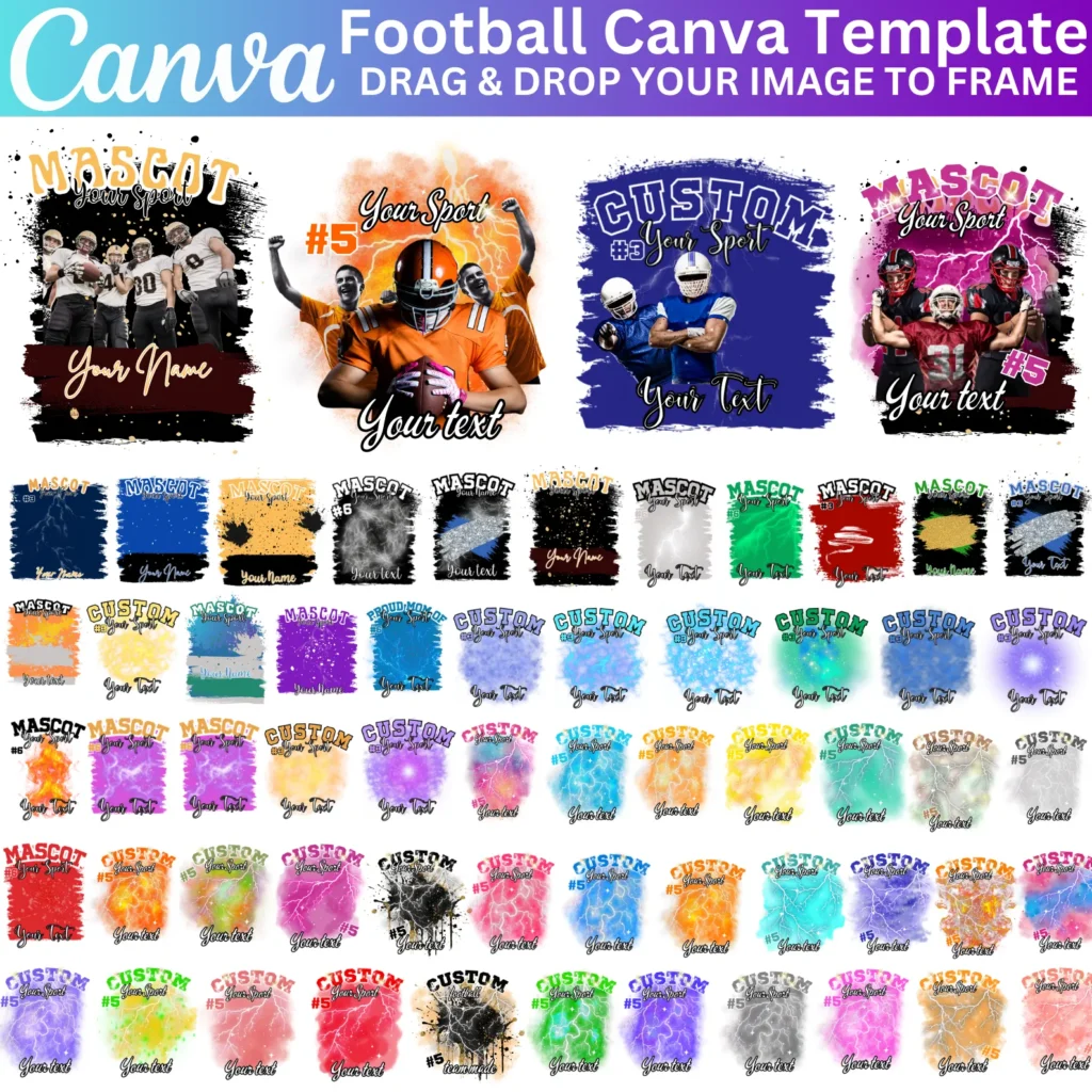 50+ Football Mascot Shirt Canva Editable Template, Custom Football School Design, Photo Collage Shirt, Football T shirt Sublimation