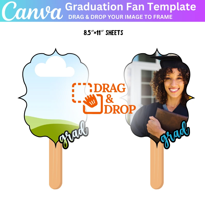 01 Graduation Fan Canva Template, Customizable Fans for Graduation Day, Personalized Keepsakes for Graduates, DIY Graduation Party Fans with Photos, Quotes, Digital Download