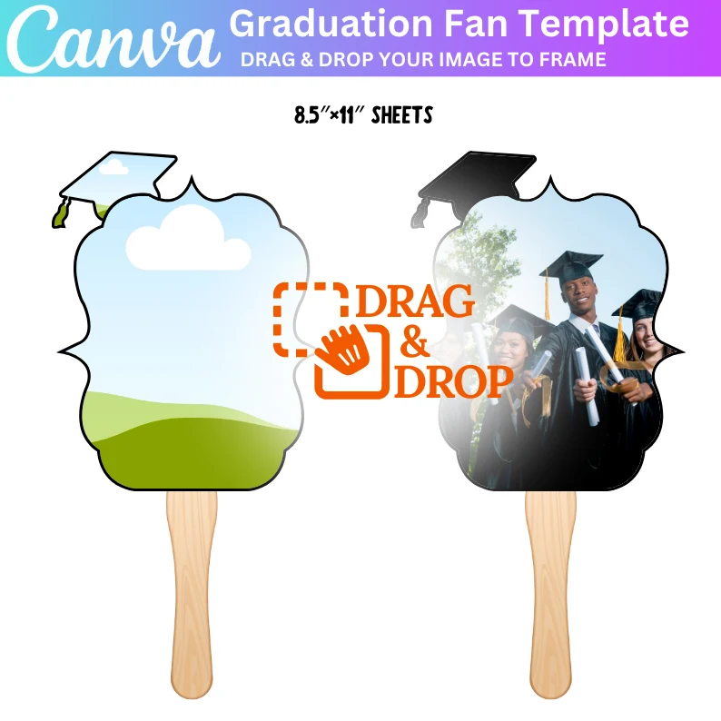 01 Graduation Fan Template, Custom Graduation Party Fan, Personalized Graduation Keepsake, DIY Fan Design for Graduates with Photos, Quotes, and Special Details