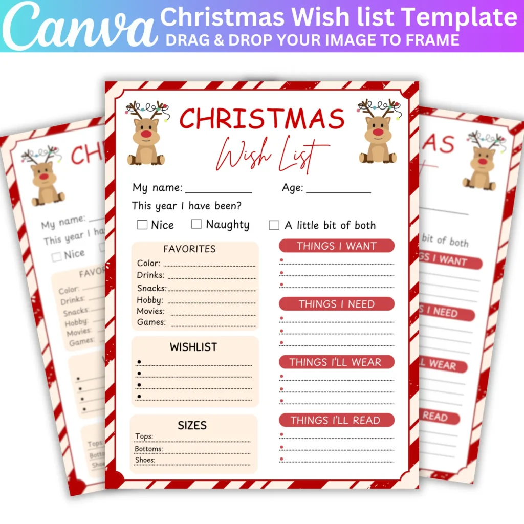 Christmas Wish List Printable, Christmas Favorites List, Letter to Santa Wish List Kids, Employee Appreciation Holiday Wishlist Santa Letter