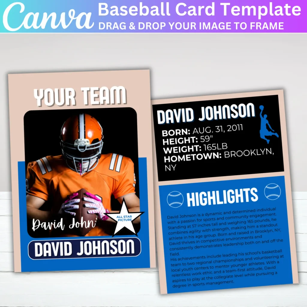 Baseball Player Card Canva Template, Editable Baseball Party Invitation, Rookie of the Year 1st Birthday, Baseball Birthday Canva Template