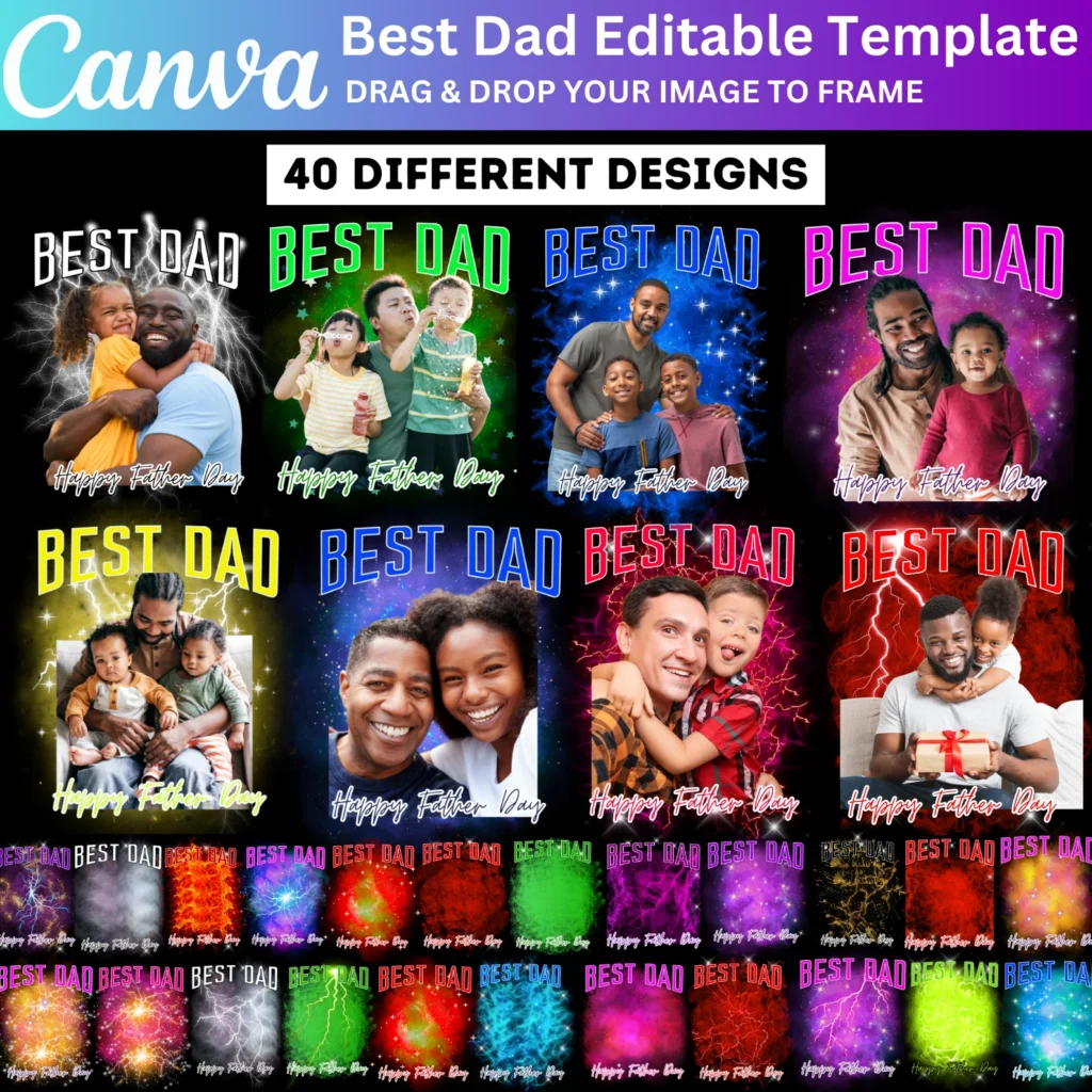 40 Dad Bootleg Shirt Designs, Best Dad Canva Editable Template, Father's Day Bootleg Rap Tee, 90s Tshirt Custom Bootleg Canva Template